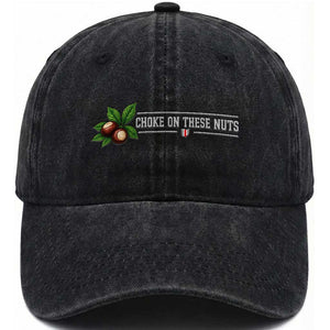Choke On These Nuts Funny Game Day Sports Fan Washed Cotton Baseball Cap Saturday Rivalry Gift
