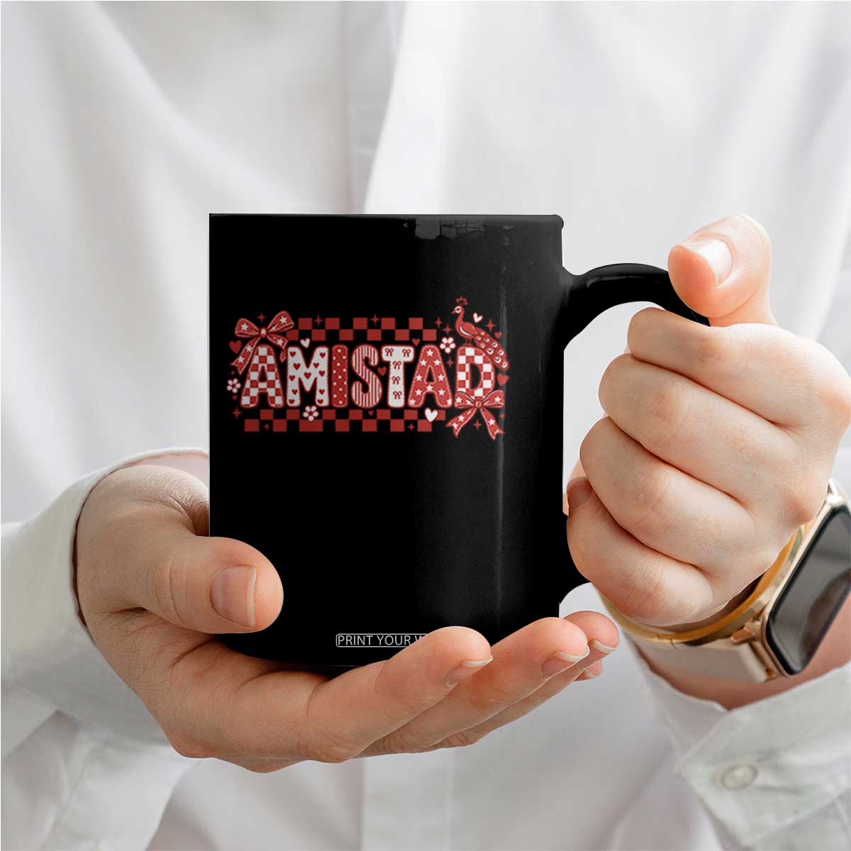 Amistad Coquette Coffee Mug Red Peacock School House Spirit Graphic