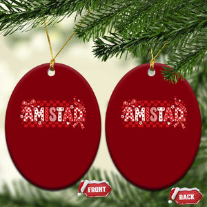 Amistad Coquette Ceramic Ornament Red Peacock School House Spirit Graphic