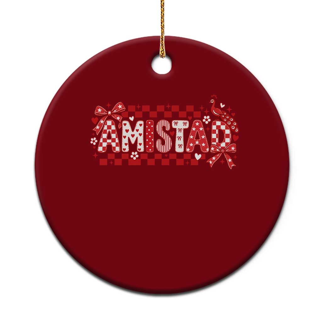 Amistad Coquette Ceramic Ornament Red Peacock School House Spirit Graphic