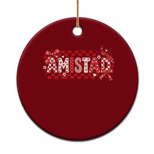 Amistad Coquette Ceramic Ornament Red Peacock School House Spirit Graphic