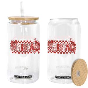 Amistad Coquette Glass Can Red Peacock School House Spirit Graphic