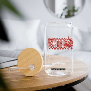 Amistad Coquette Glass Can Red Peacock School House Spirit Graphic
