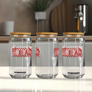 Amistad Coquette Glass Can Red Peacock School House Spirit Graphic