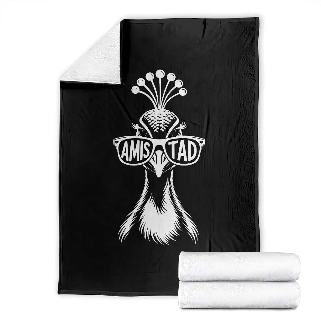 Cool Peacock Wearing Sunglasses Amistad Throw Blanket School Spirit Teachers Students