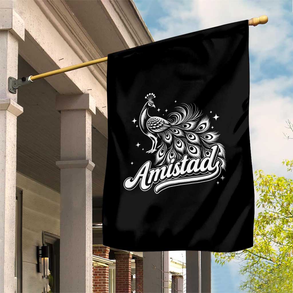 Amistad School House Spirit Garden Flag Elegant Peacock Graphic