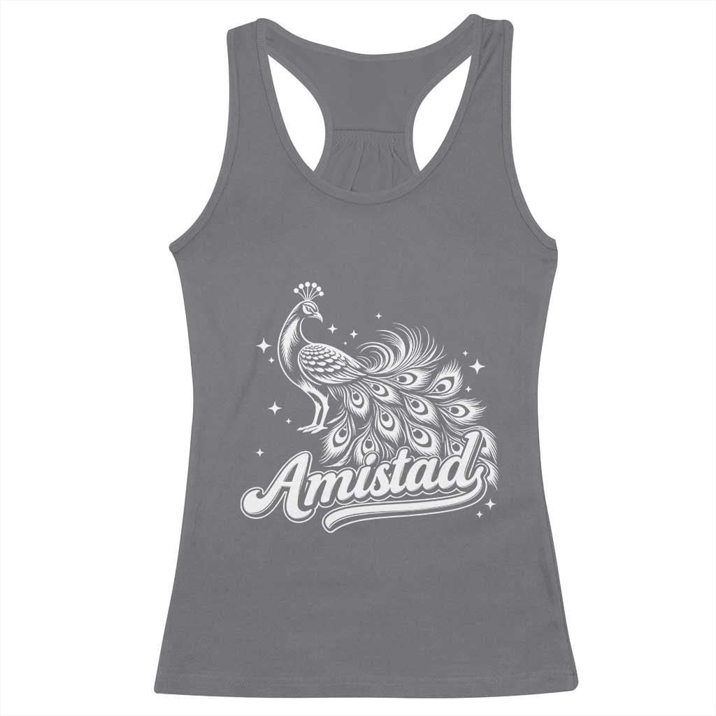 Amistad School House Spirit Racerback Tank Top Elegant Peacock Graphic