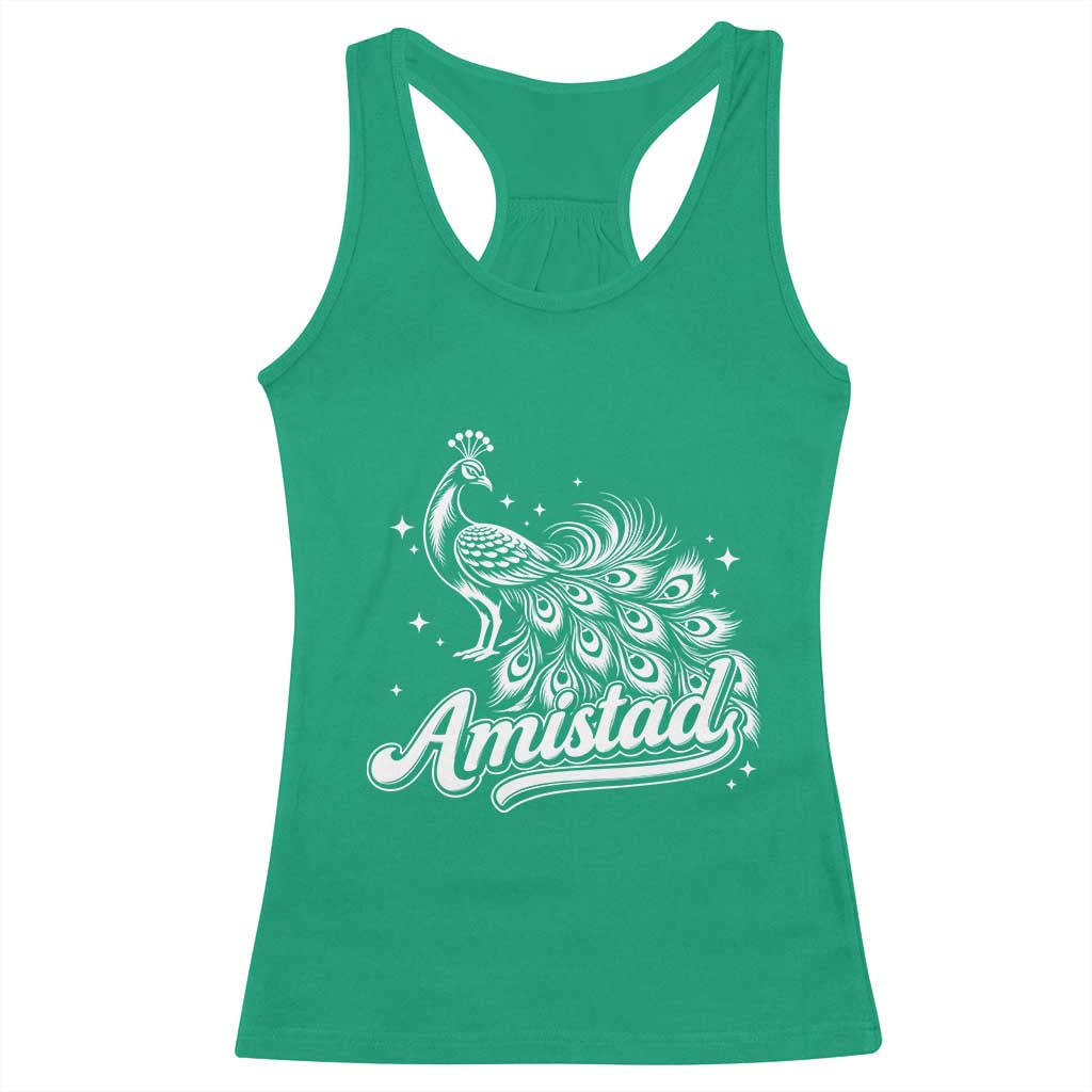 Amistad School House Spirit Racerback Tank Top Elegant Peacock Graphic
