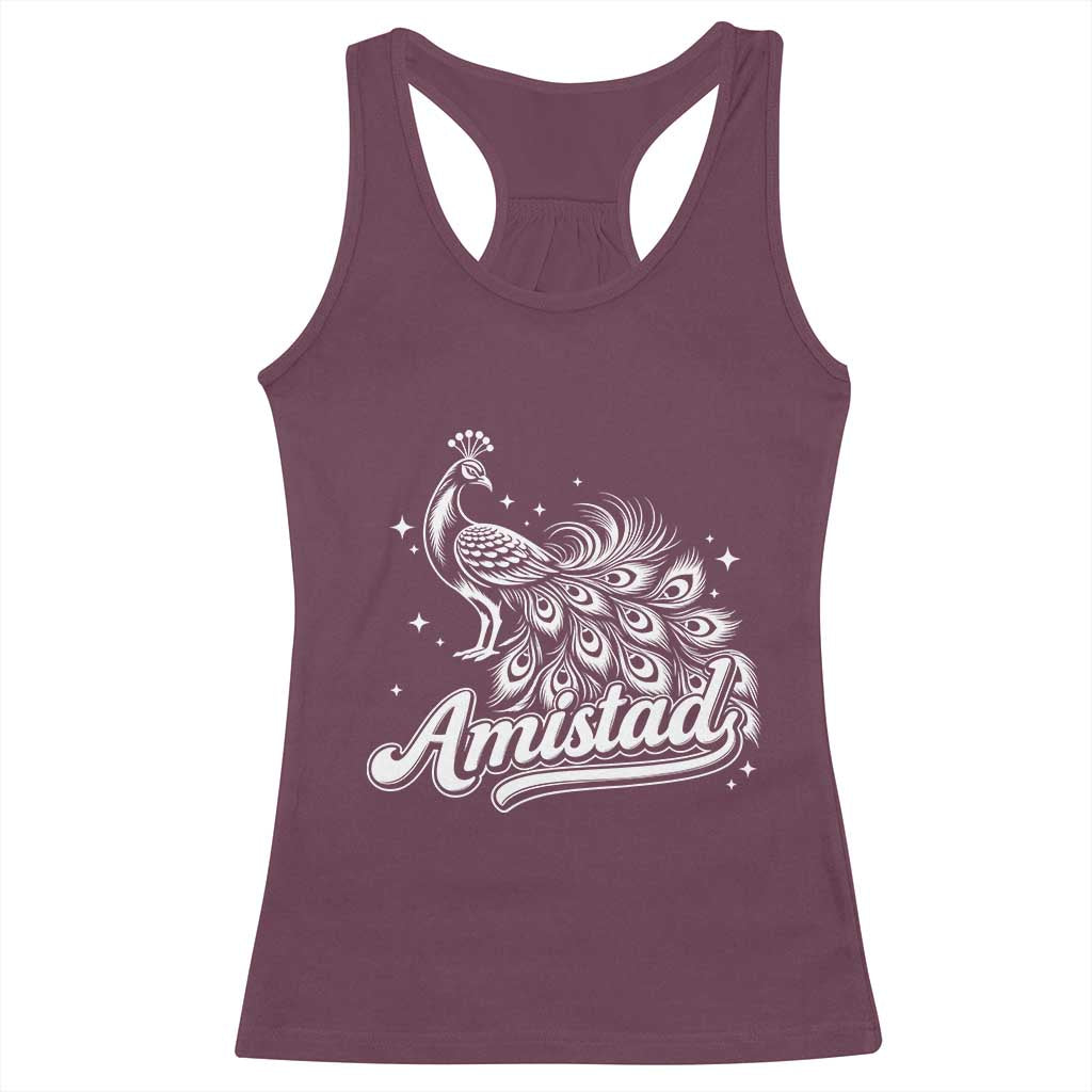 Amistad School House Spirit Racerback Tank Top Elegant Peacock Graphic