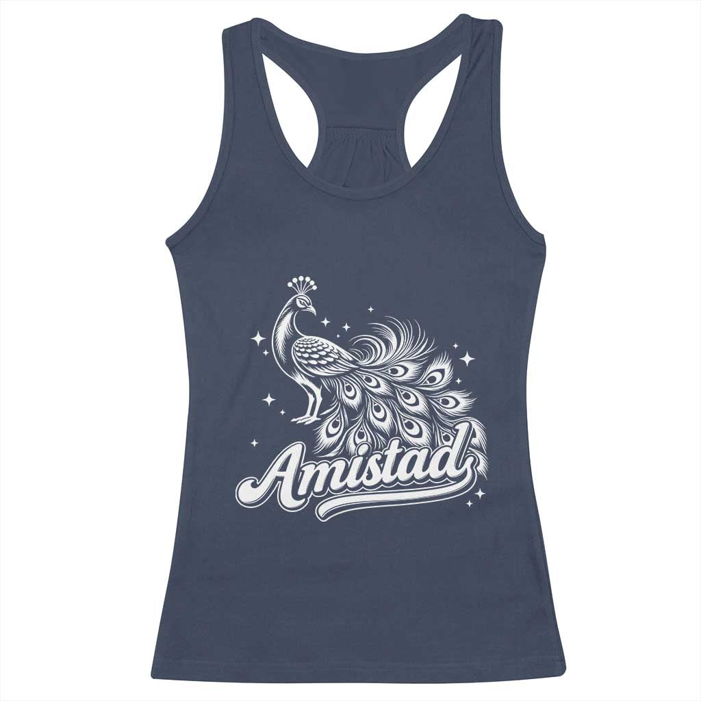 Amistad School House Spirit Racerback Tank Top Elegant Peacock Graphic