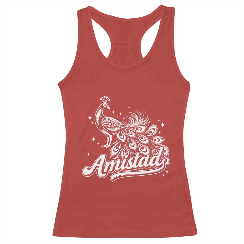Amistad School House Spirit Racerback Tank Top Elegant Peacock Graphic