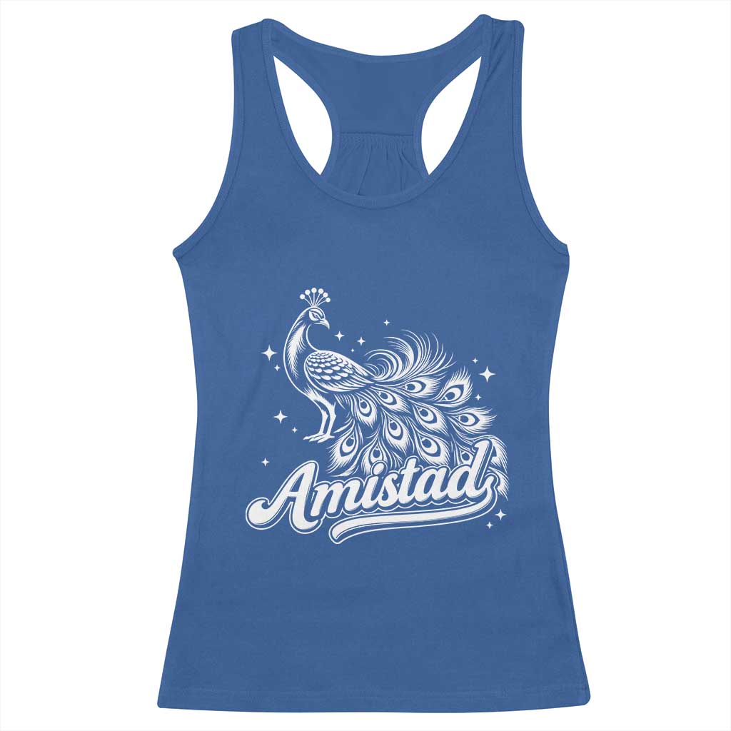 Amistad School House Spirit Racerback Tank Top Elegant Peacock Graphic