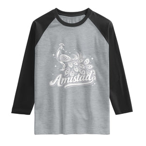 Amistad School House Spirit Raglan Shirt Elegant Peacock Graphic