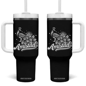 Amistad School House Spirit Tumbler With Handle Elegant Peacock Graphic