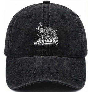Amistad School House Spirit Washed Cotton Baseball Cap Elegant Peacock Graphic