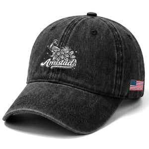 Amistad School House Spirit Washed Cotton Baseball Cap Elegant Peacock Graphic