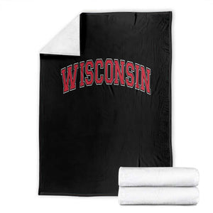 Wisconsin WI Vintage Athletic Sports Red Design Throw Blanket