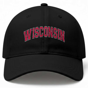 Wisconsin WI Vintage Athletic Sports Red Design Baseball Cap