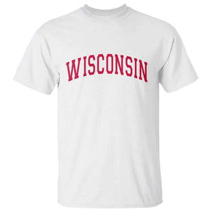 Wisconsin WI Vintage Athletic Sports Red Design T Shirt