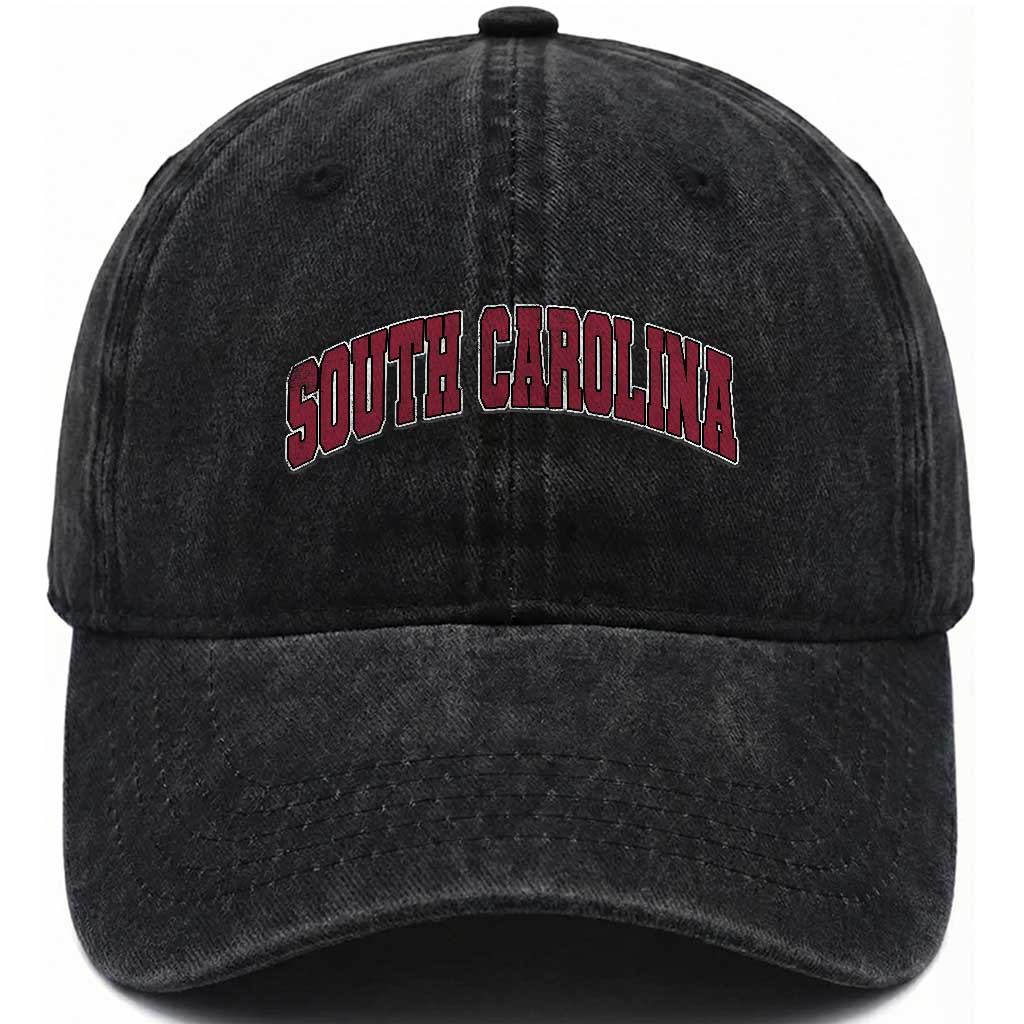 Retro 80s South Carolina SC Game Day Washed Cotton Baseball Cap Retro Vintage Sports Red Design