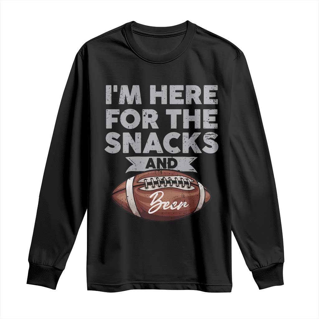 Funny Football Long Sleeve Shirt I'm Just Here For The Snacks And Beer TS10 Black Print Your Wear