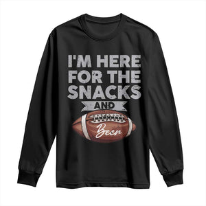 Funny Football Long Sleeve Shirt I'm Just Here For The Snacks And Beer TS10 Black Print Your Wear