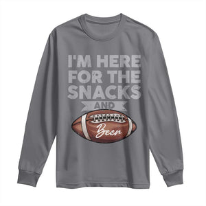 Funny Football Long Sleeve Shirt I'm Just Here For The Snacks And Beer TS10 Charcoal Print Your Wear