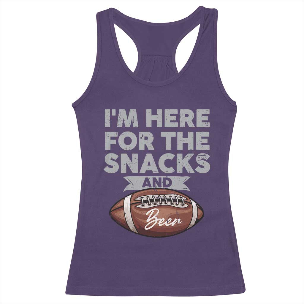 Funny Football Racerback Tank Top I'm Just Here For The Snacks And Beer TS10 Purple Print Your Wear