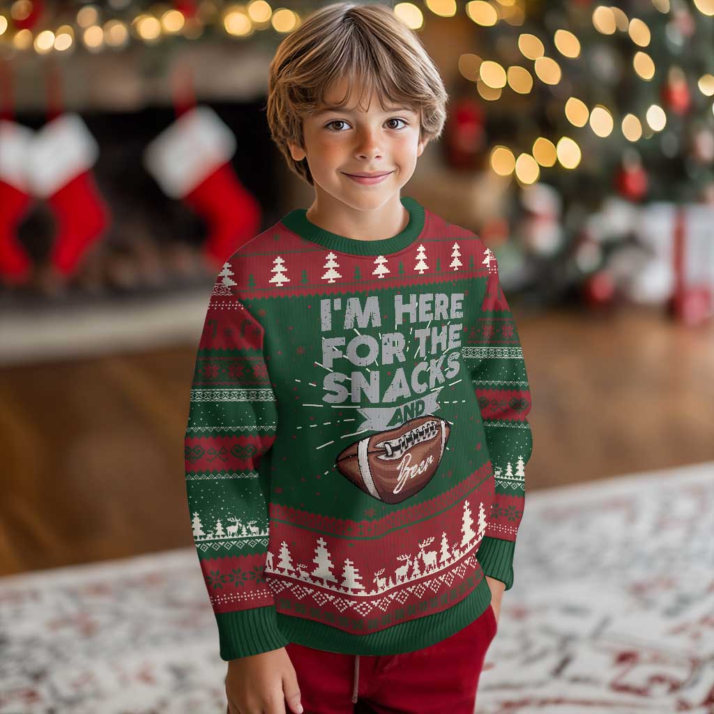 Funny Football Knit Sweatshirt I'm Just Here For The Snacks And Beer TS10 Christmas Print Your Wear