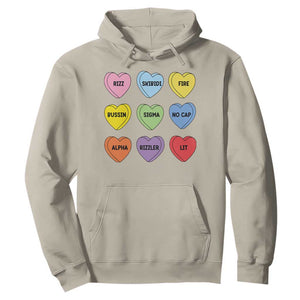 Funny Skibidi Valentine's Day Hoodie Rizz No Cap Conversation Hearts Sigma TS10 Sand Print Your Wear