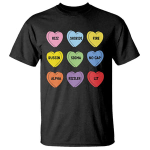 Funny Skibidi Valentine's Day T Shirt Rizz No Cap Conversation Hearts Sigma TS10 Black Print Your Wear