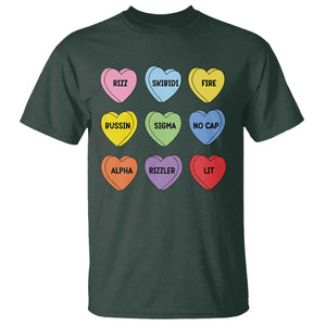 Funny Skibidi Valentine's Day T Shirt Rizz No Cap Conversation Hearts Sigma TS10 Dark Forest Green Print Your Wear