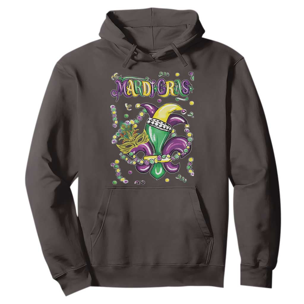 Mardi Gras Hoodie Fleur de Lis Carnival Fat Tuesday TS10 Dark Chocolate Print Your Wear