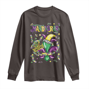 Mardi Gras Long Sleeve Shirt Fleur de Lis Carnival Fat Tuesday TS10 Dark Chocolate Print Your Wear