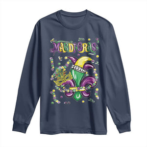 Mardi Gras Long Sleeve Shirt Fleur de Lis Carnival Fat Tuesday TS10 Navy Print Your Wear