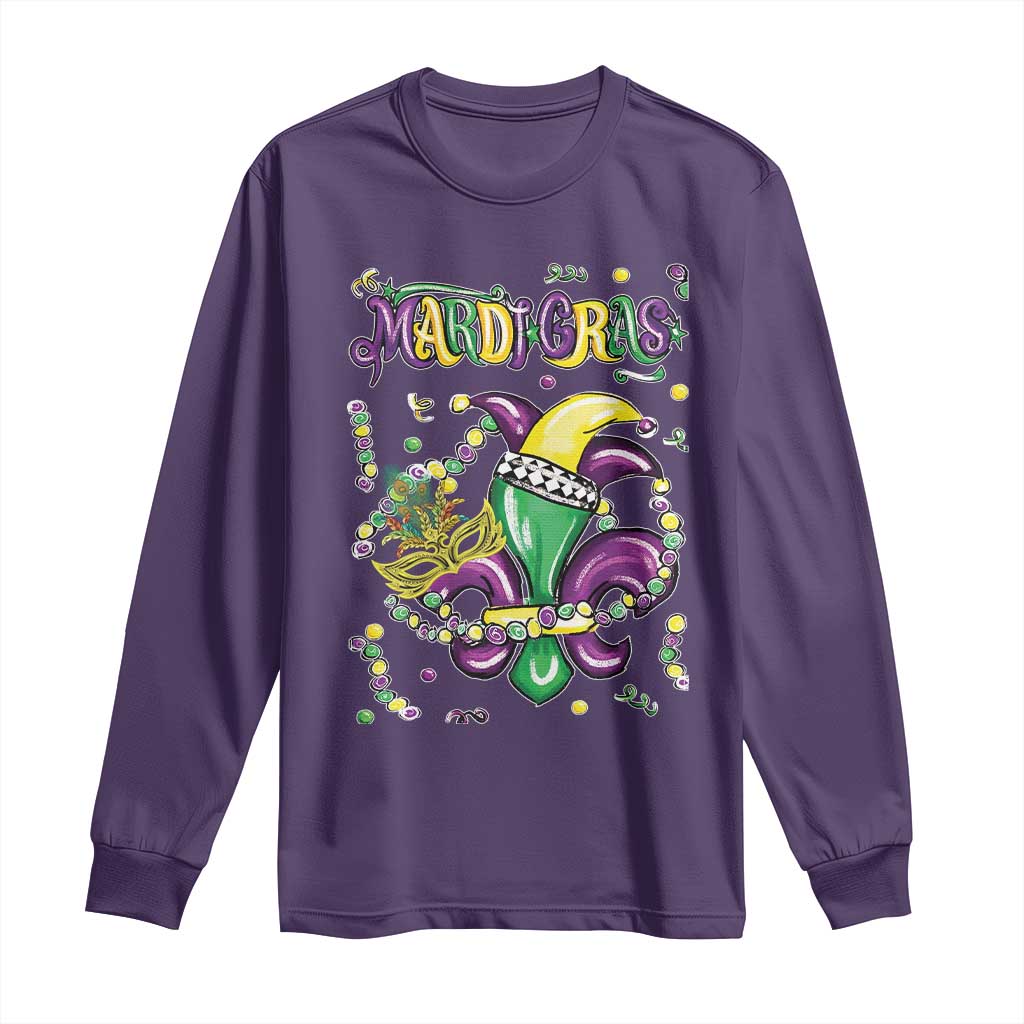 Mardi Gras Long Sleeve Shirt Fleur de Lis Carnival Fat Tuesday TS10 Purple Print Your Wear