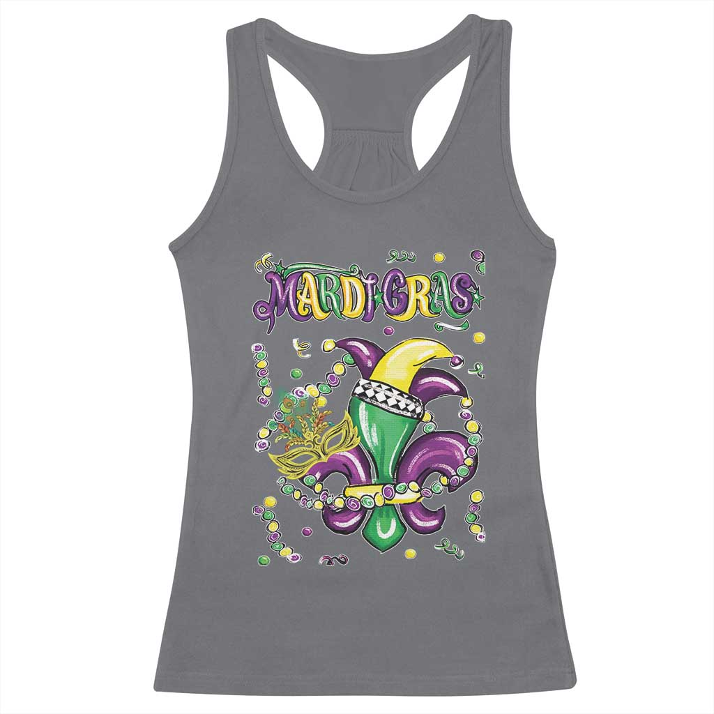 Mardi Gras Racerback Tank Top Fleur de Lis Carnival Fat Tuesday TS10 Charcoal Print Your Wear