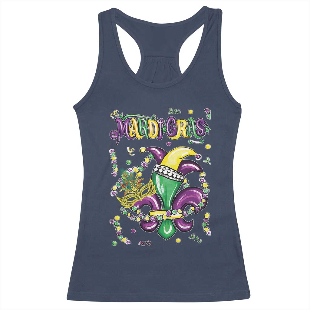 Mardi Gras Racerback Tank Top Fleur de Lis Carnival Fat Tuesday TS10 Navy Print Your Wear