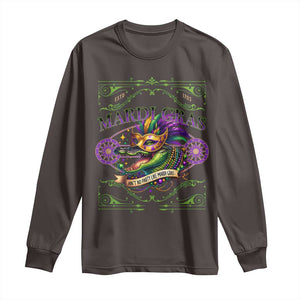 Mardi Gras Crocodile Long Sleeve Shirt Mardigator Alligator Costume Carnival Ain't No Party Like Mardi Gras TS10 Dark Chocolate Print Your Wear