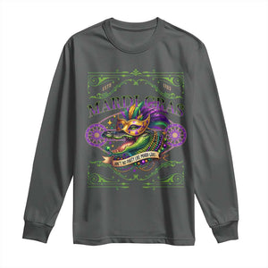 Mardi Gras Crocodile Long Sleeve Shirt Mardigator Alligator Costume Carnival Ain't No Party Like Mardi Gras TS10 Dark Heather Print Your Wear