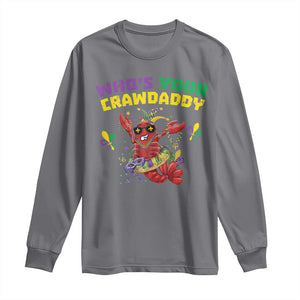 Mardi Gras Crawfish Long Sleeve Shirt Whos Your Crawdaddy Jester Beads TS10 Charcoal Print Your Wear