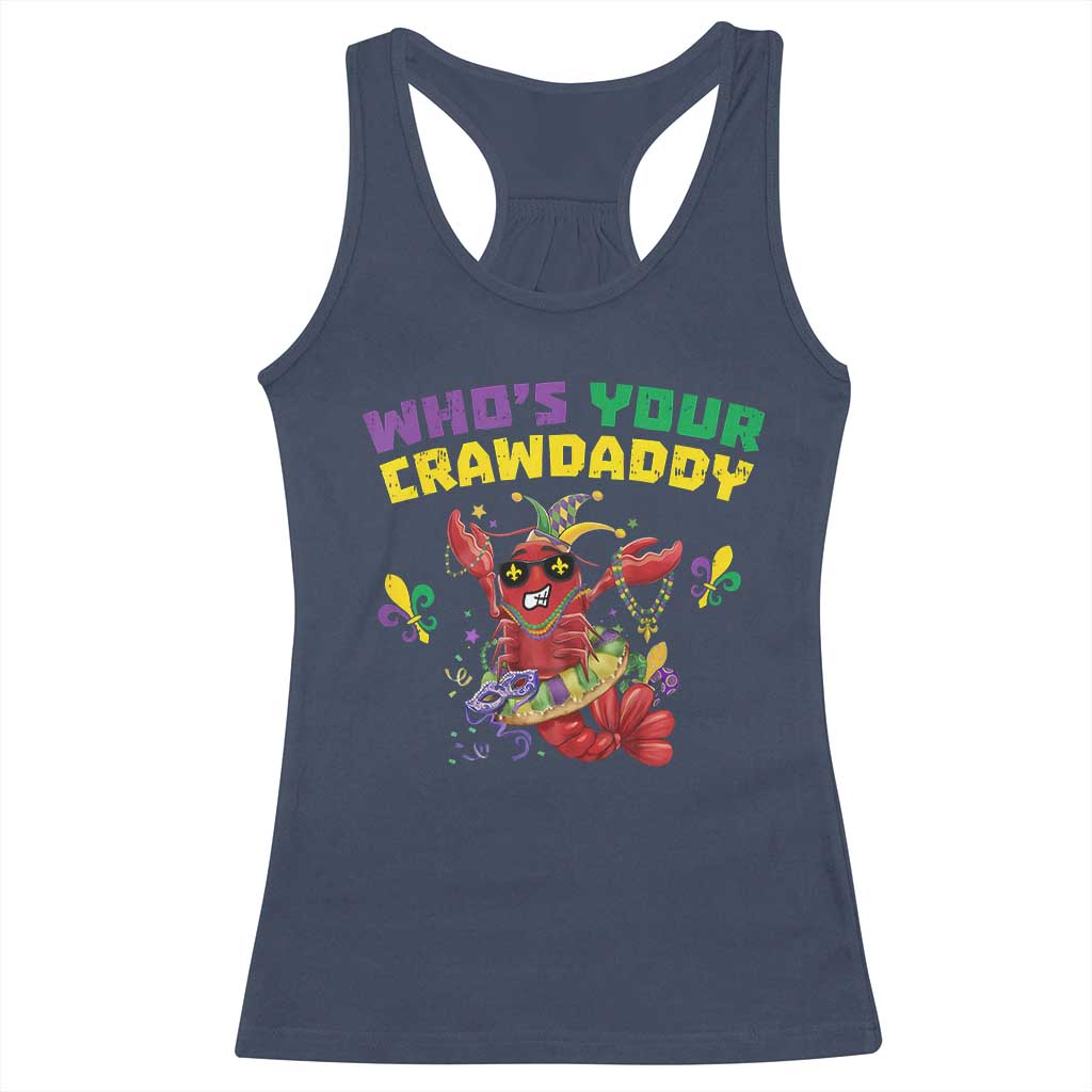 Mardi Gras Crawfish Racerback Tank Top Whos Your Crawdaddy Jester Beads TS10 Navy Print Your Wear