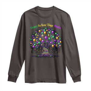 Mardi Gras Bead Tree Long Sleeve Shirt Carnival New Orleans 2025 Laissez Les Bons Temps Rouler TS10 Dark Chocolate Print Your Wear