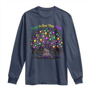 Mardi Gras Bead Tree Long Sleeve Shirt Carnival New Orleans 2025 Laissez Les Bons Temps Rouler TS10 Navy Print Your Wear