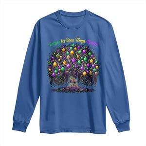 Mardi Gras Bead Tree Long Sleeve Shirt Carnival New Orleans 2025 Laissez Les Bons Temps Rouler TS10 Royal Blue Print Your Wear