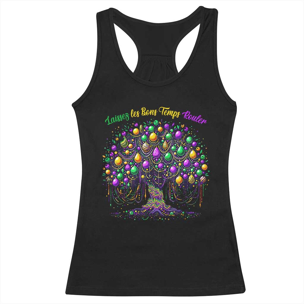 Mardi Gras Bead Tree Racerback Tank Top Carnival New Orleans 2025 Laissez Les Bons Temps Rouler TS10 Black Print Your Wear