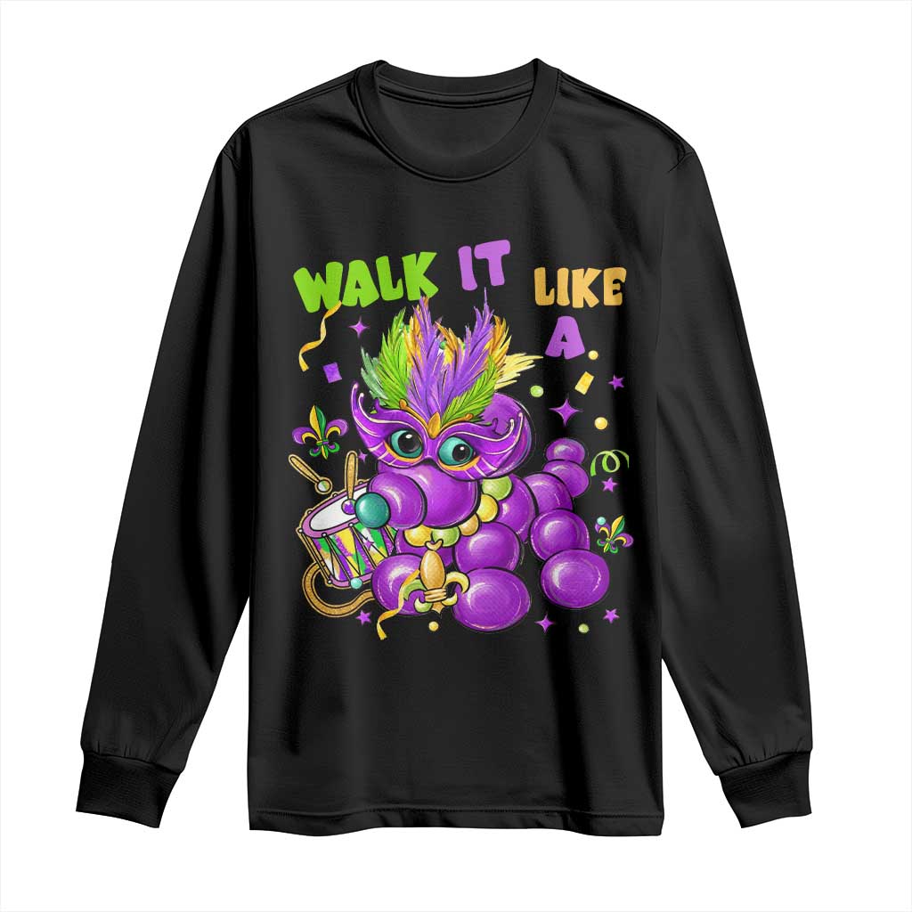 Funny Mardi Gras Long Sleeve Shirt Walk it Like a Dog Louisiana Fleur De Lis TS10 Black Print Your Wear