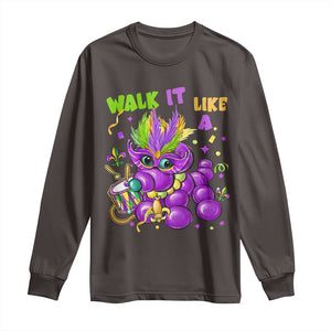 Funny Mardi Gras Long Sleeve Shirt Walk it Like a Dog Louisiana Fleur De Lis TS10 Dark Chocolate Print Your Wear