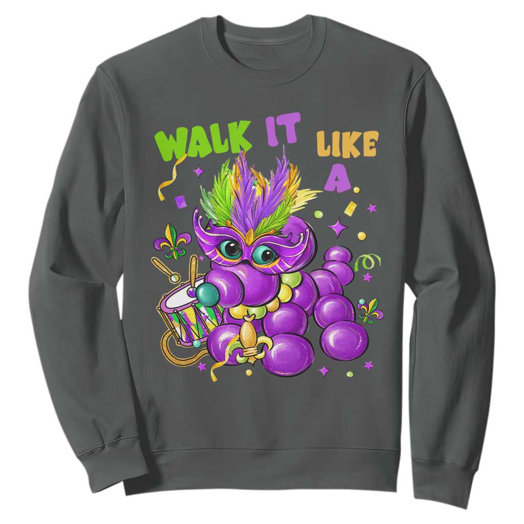 Funny Mardi Gras Sweatshirt Walk it Like a Dog Louisiana Fleur De Lis TS10 Dark Heather Print Your Wear