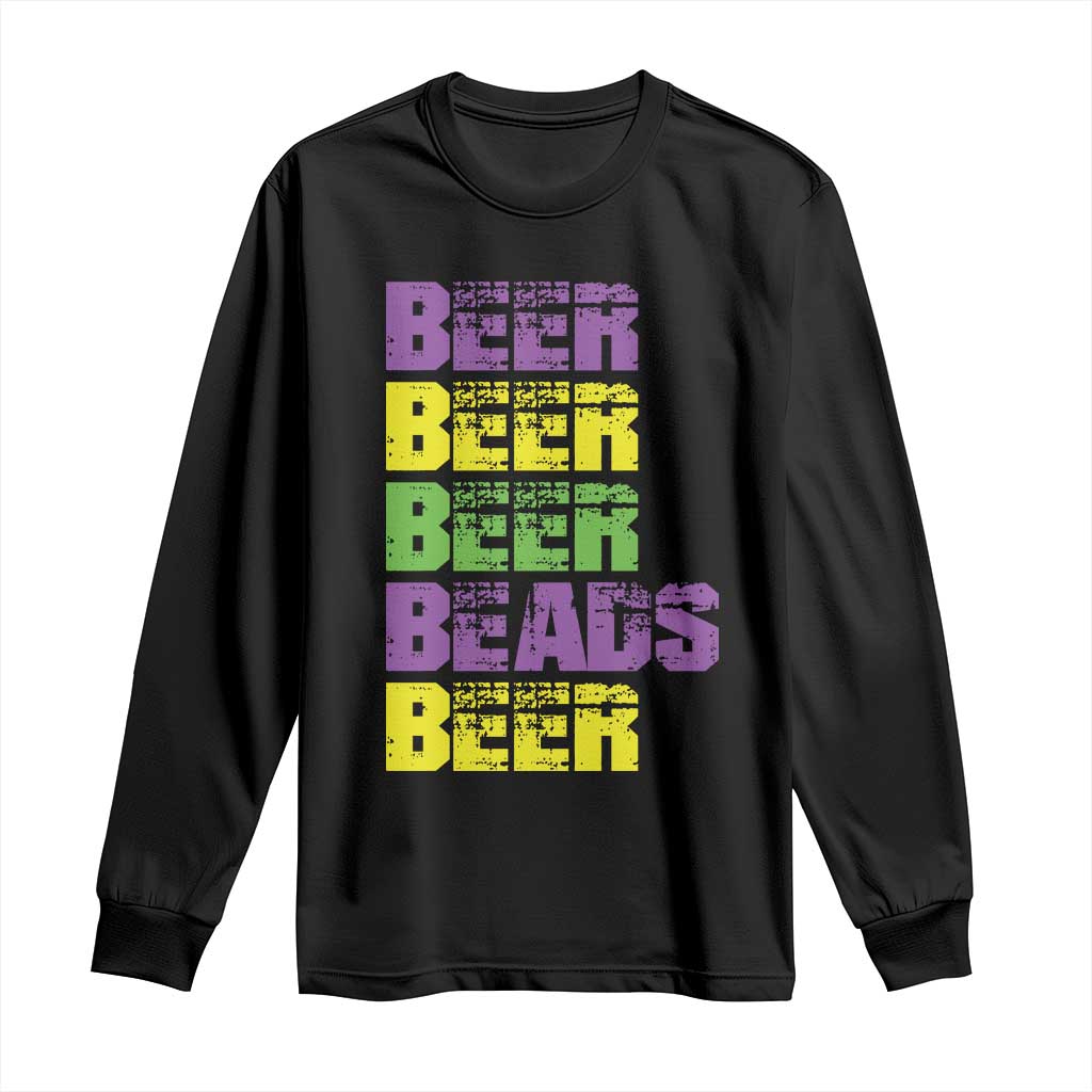 Funny Mardi Gras Long Sleeve Shirt Retro Beer Beads Fat Tuesday Festival Celebration TS10 Black Print Your Wear